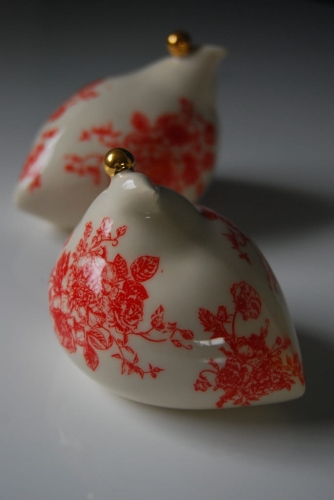 Ptak Ornament Czerwień 1