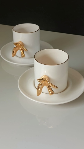 Filiżanka Gold Bird Ecru